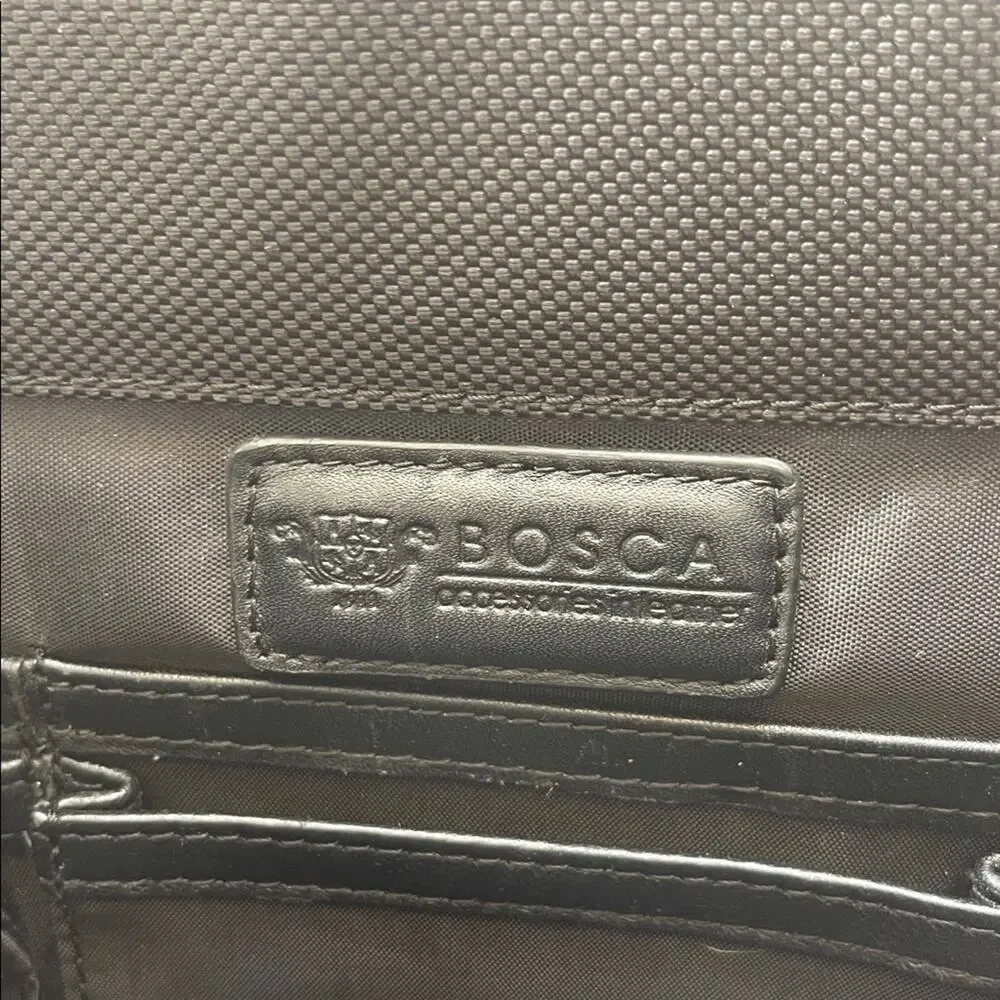 BOSCA leather detail ballistic nylon computer laptop briefcase messenger bag